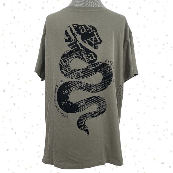 Taylor Swift Snake Reputation Tour Cities Tee Sleeveless Top Gray Green Size M - Picture 1 of 10
